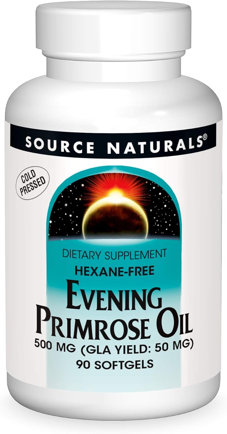 Cold-Pressed Hexane-Free Evening Primrose Oil Softgels - 500mg with 50mg GLA - 90 Count