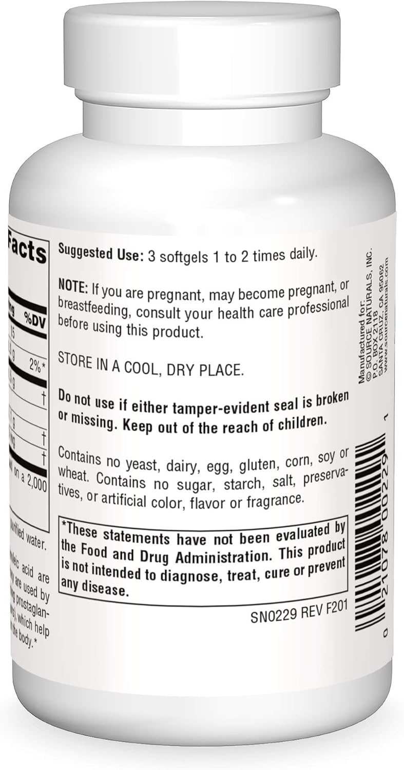 Cold-Pressed Hexane-Free Evening Primrose Oil Softgels - 500mg with 50mg GLA - 90 Count