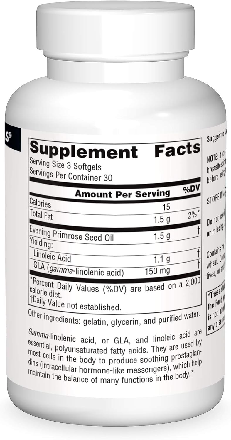 Cold-Pressed Hexane-Free Evening Primrose Oil Softgels - 500mg with 50mg GLA - 90 Count