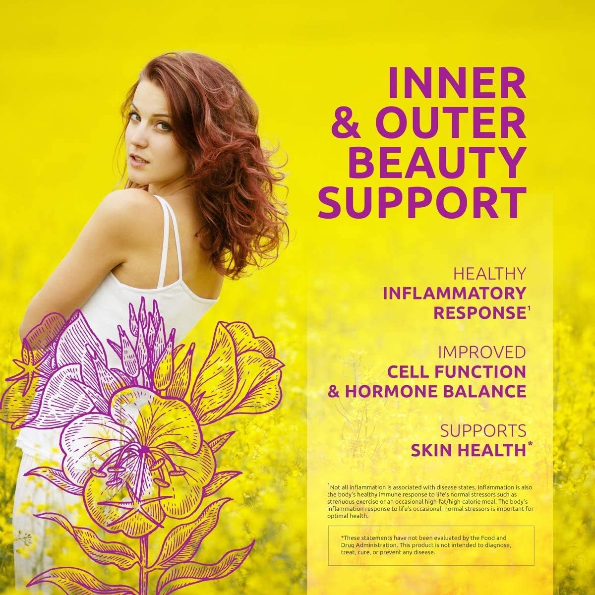 Cold-Pressed Hexane-Free Evening Primrose Oil Softgels - 500mg with 50mg GLA - 90 Count