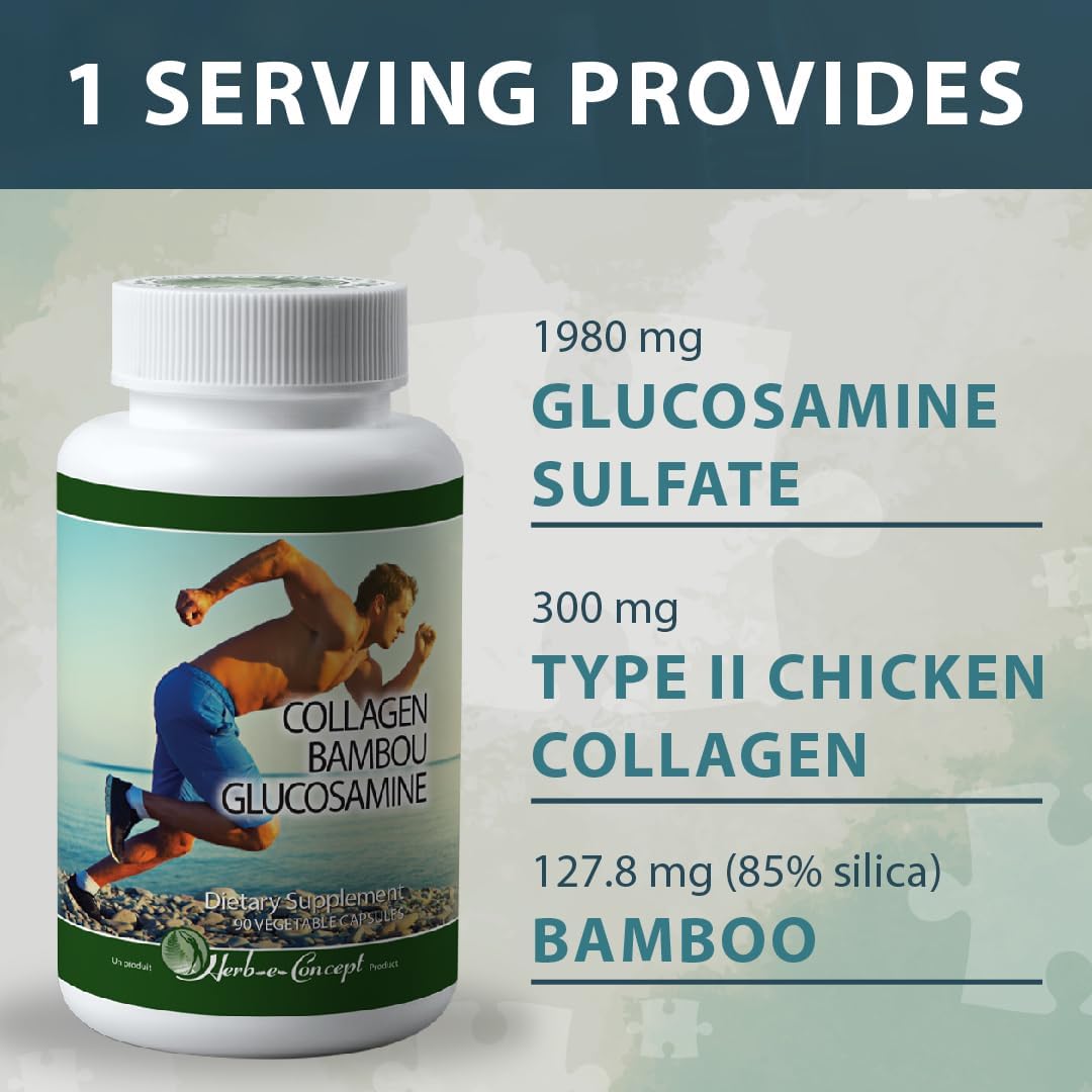 Collagen Bamboo Glucosamine Capsules for Joint, Cartilage, and Bone Health - 90 Count