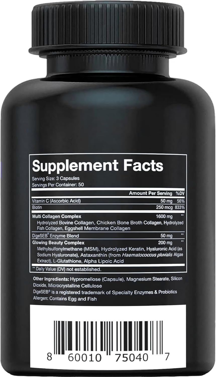 Collagen Beauty Complex Capsules with Biotin, Hyaluronic Acid, Vitamin C - Hair, Skin, Nails Support for Women & Men - 150 Count