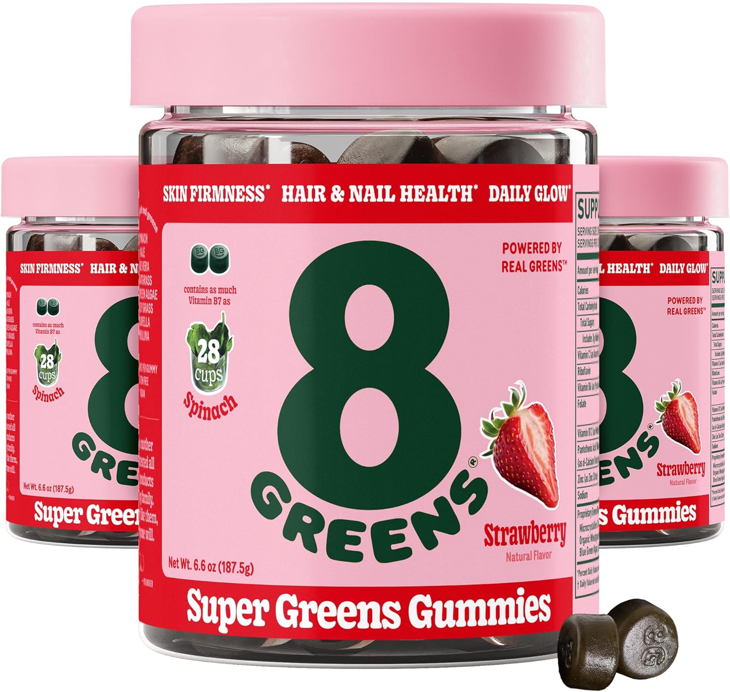 Collagen & Biotin Superfood Gummies for Healthy Skin, Hair & Nails - Strawberry Flavored, 150 Count