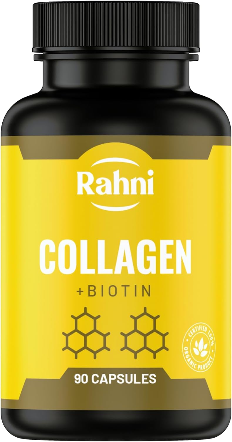 Collagen & Biotin Supplement for Hair, Skin, Nails & Joints - Hyaluronic Acid, Vitamin C - 90 Capsules for Men & Women, Made in USA