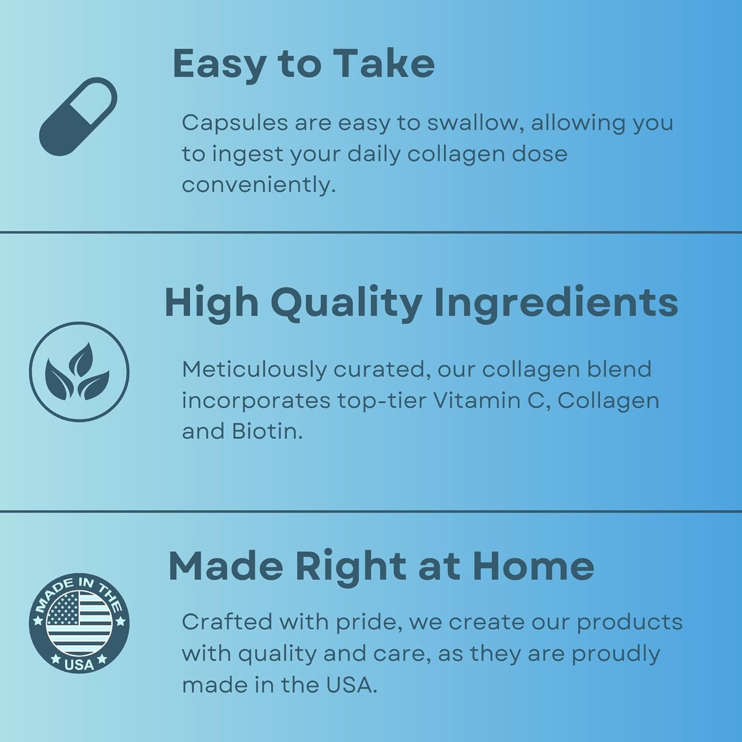 Collagen & Biotin Supplement for Hair, Skin, Nails & Joints - Hyaluronic Acid, Vitamin C - 90 Capsules for Men & Women, Made in USA