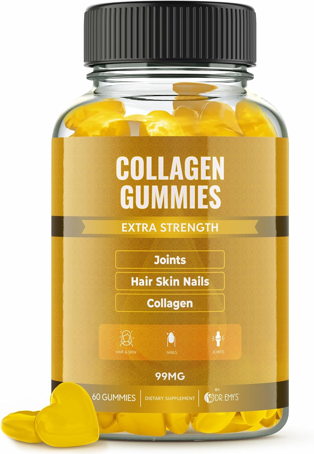 Collagen Gummies for Hair, Skin, Nails & Joints - Anti-Aging Vitamin Supplement for Men & Women - Gelatin-Free, Non-GMO - 60 ct Each