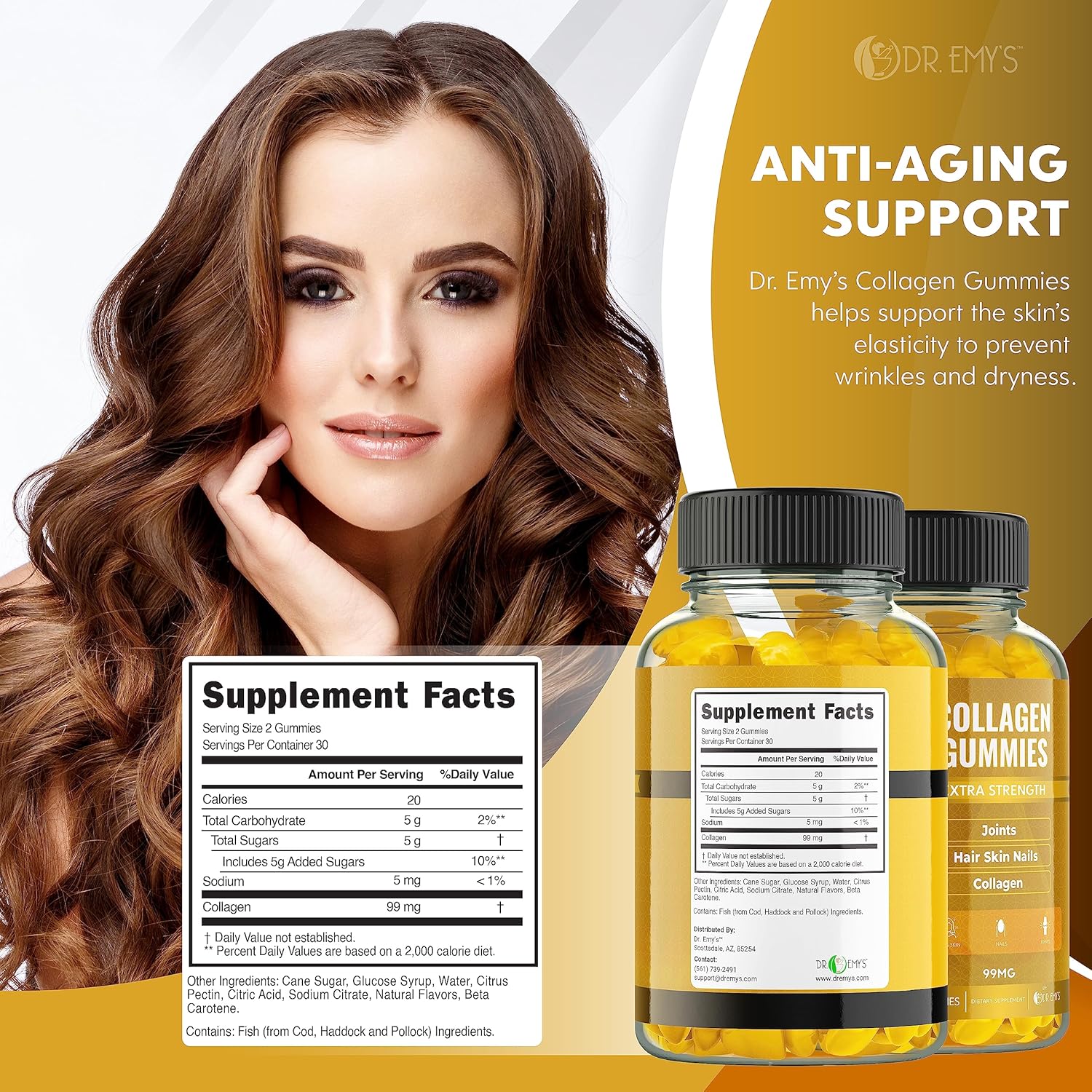 Collagen Gummies for Hair, Skin, Nails & Joints - Anti-Aging Vitamin Supplement for Men & Women - Gelatin-Free, Non-GMO - 60 ct Each