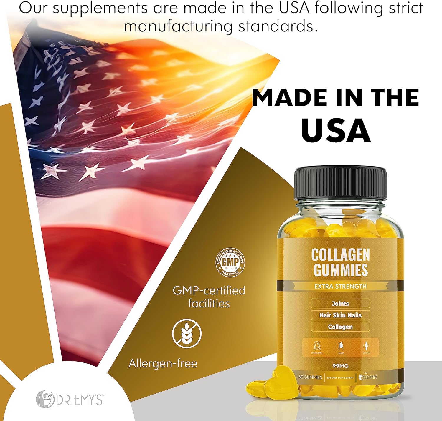 Collagen Gummies for Hair, Skin, Nails & Joints - Anti-Aging Vitamin Supplement for Men & Women - Gelatin-Free, Non-GMO - 60 ct Each