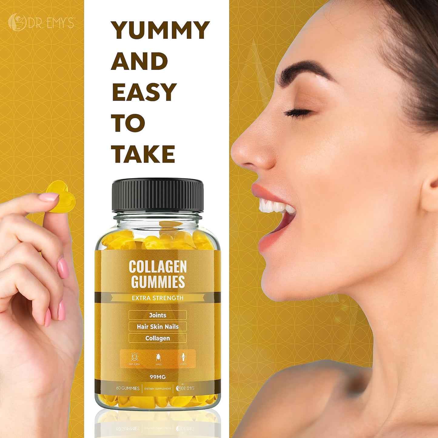 Collagen Gummies for Women & Men - Anti-Aging Hair, Skin, Nails, Joint Supplement - Gelatin-Free - Non-GMO - 60 ct Each