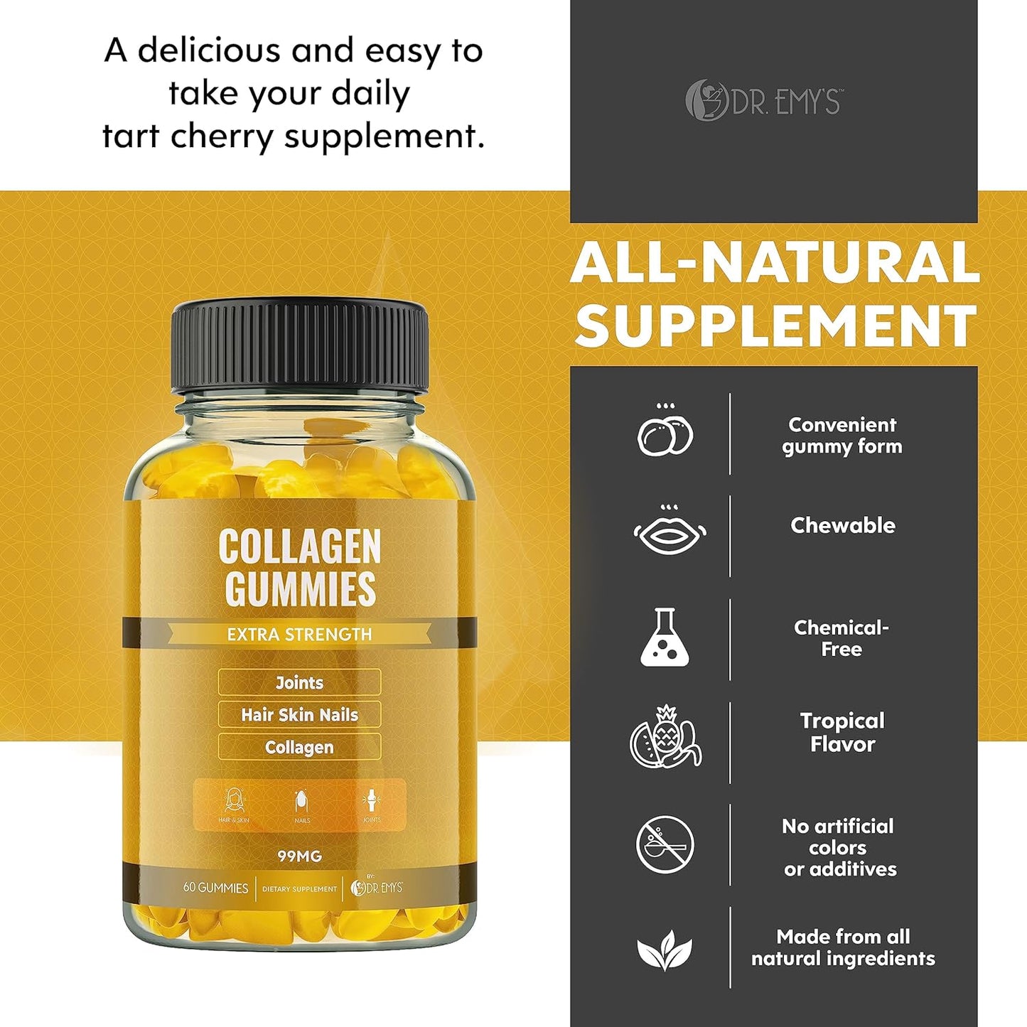 Collagen Gummies for Women & Men - Anti-Aging Hair, Skin, Nails, Joint Supplement - Gelatin-Free - Non-GMO - 60 ct Each