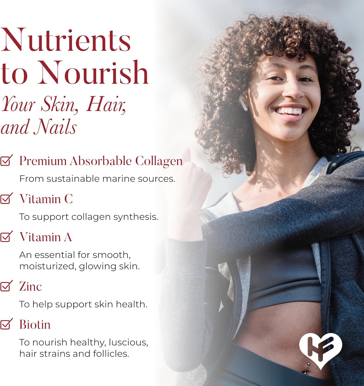 Collagen Gummy Supplement with Vitamins, Biotin, and Zinc for Anti-Aging - 60 Count