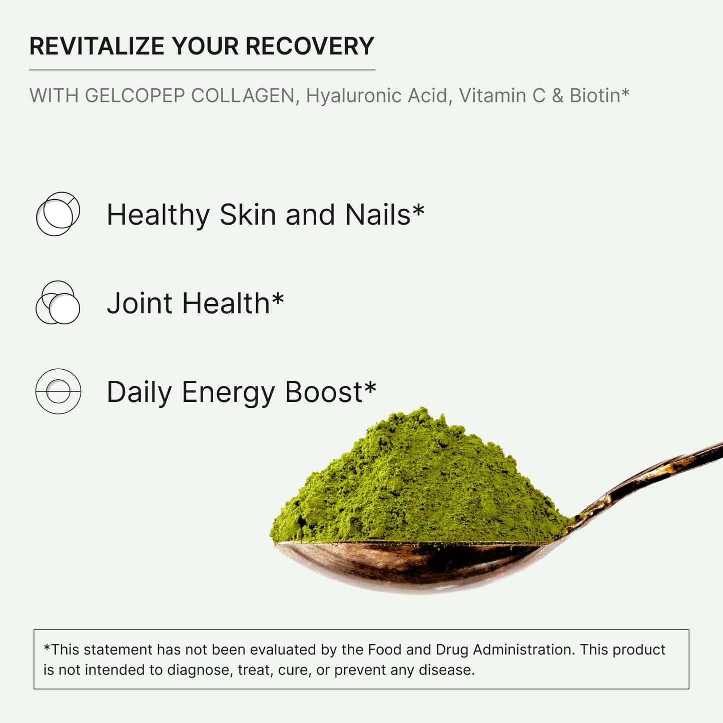 Collagen Matcha Powder with Biotin, Hyaluronic Acid, Vitamin C - Hair, Skin, Nails & Joint Support - Unsweetened Matcha Latte - 22 Servings