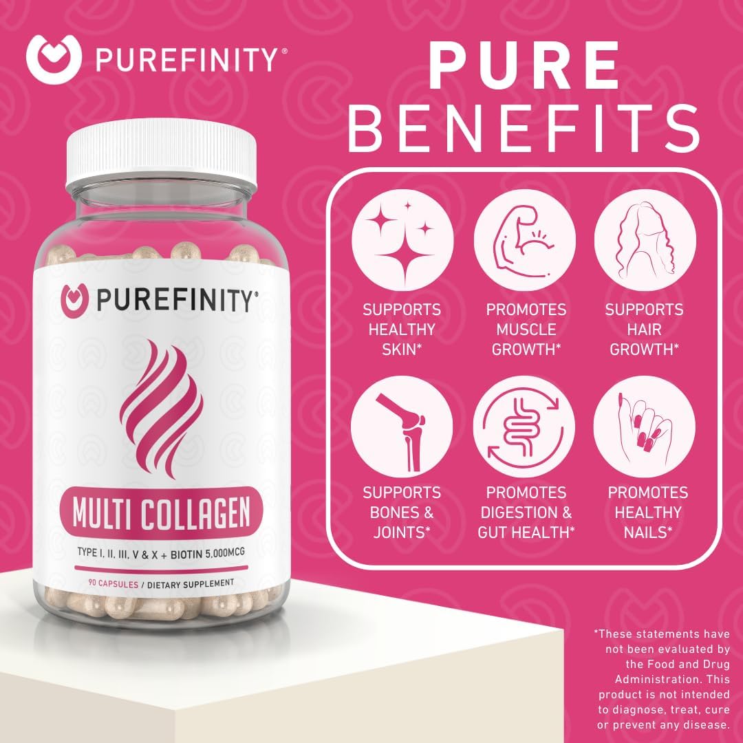 Collagen Peptides for Women with Biotin & Hyaluronic Acid - Supports Healthy Skin, Bones, Hair & Nails - Non-GMO, Grass-Fed - 90 Capsules