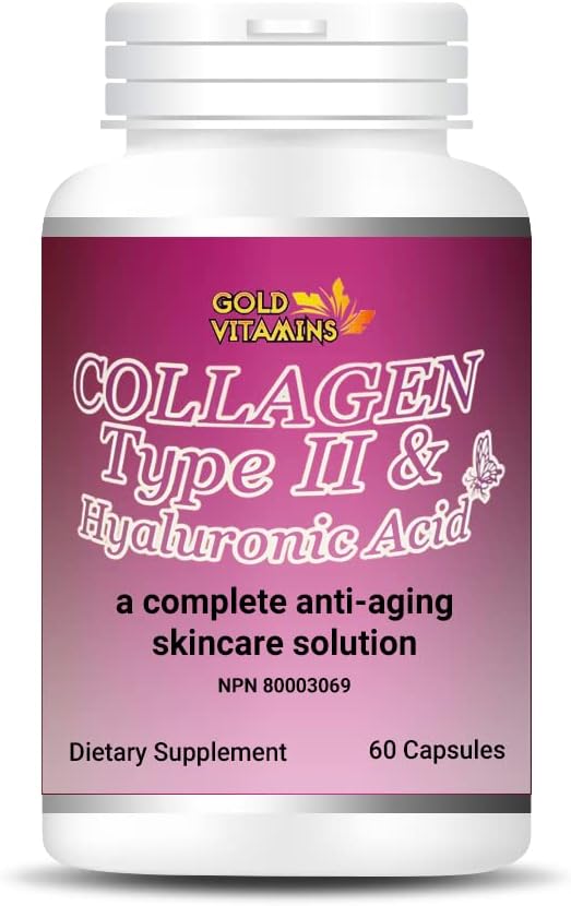 Collagen Type II & Hyaluronic Acid Gold Vitamins - 60 Capsules for Skin Health