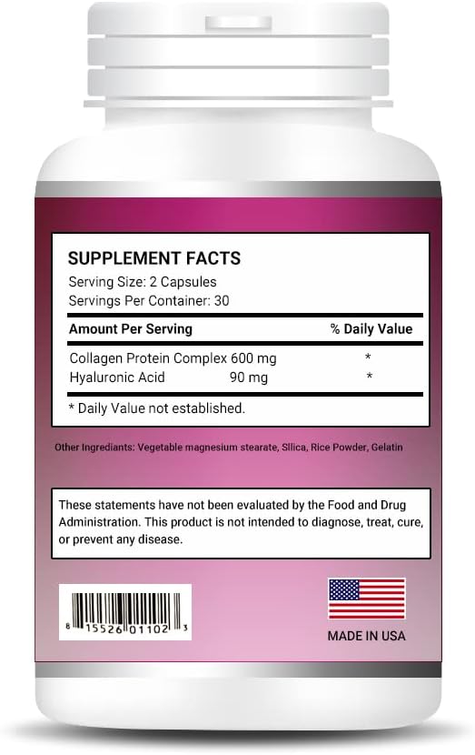 Collagen Type II & Hyaluronic Acid Gold Vitamins - 60 Capsules for Skin Health