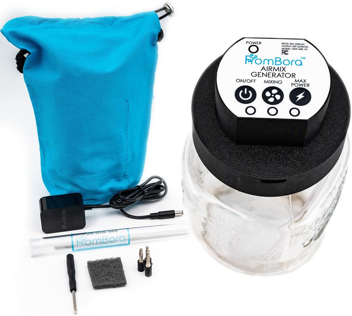 Colloidal Silver Generator with 99.99% Pure Silver Wire - AirMix Technology - Compatible with US, UK, EU, AU Power Plug