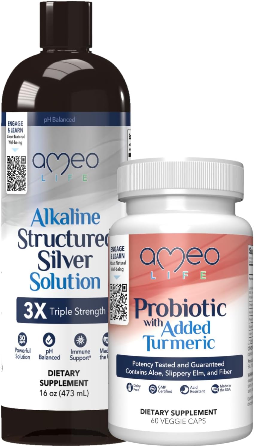 Colloidal Silver Liquid & Digestive Probiotics Bundle by Ameo Life - Boost Overall Health and Immunity with this Powerful Combination