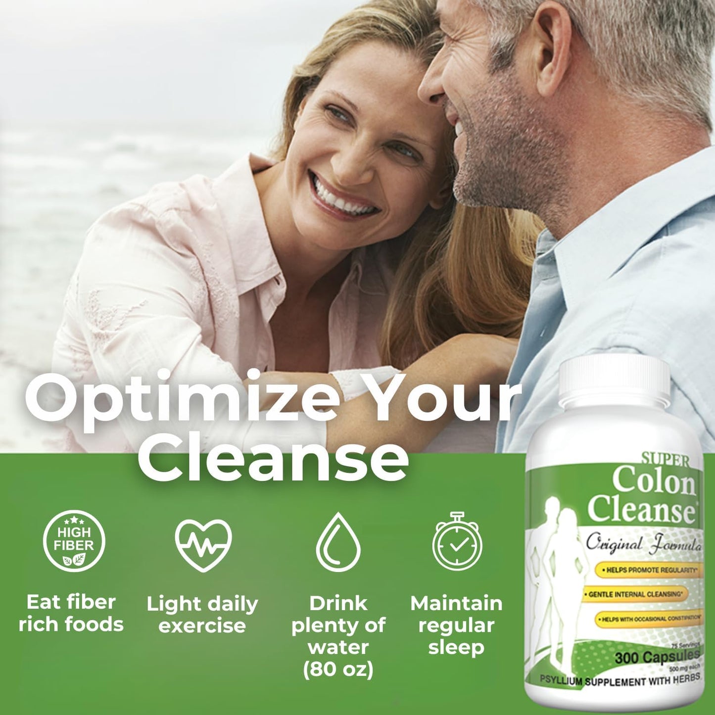 Colon Cleanse Capsules - Original Formula for Digestive Support and Constipation Relief - 300 Capsules for 6 Cleanses - Psyllium Husk and Senna Leaf Formula (1991-2018)
