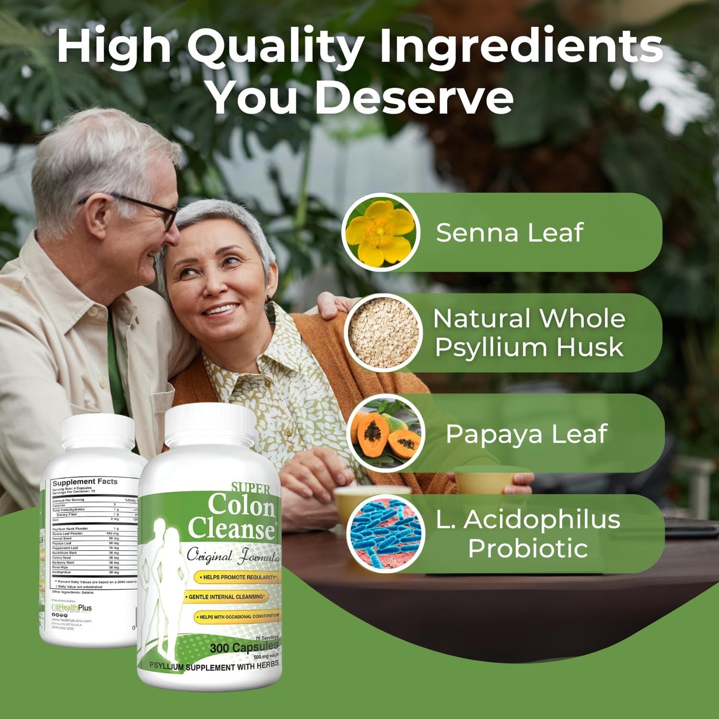 Colon Cleanse Capsules - Original Formula for Digestive Support and Constipation Relief - 300 Capsules for 6 Cleanses - Psyllium Husk and Senna Leaf Formula (1991-2018)