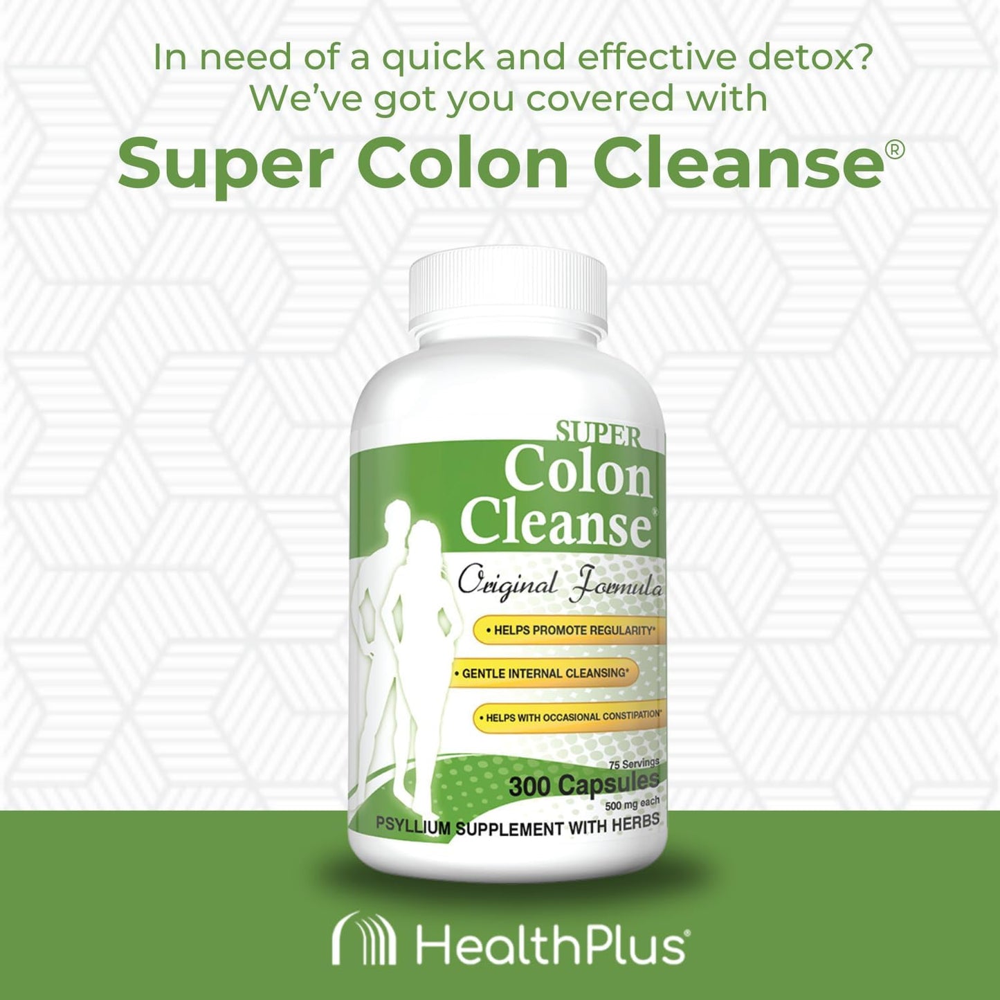 Colon Cleanse Capsules - Original Formula for Digestive Support and Constipation Relief - 300 Capsules for 6 Cleanses - Psyllium Husk and Senna Leaf Formula (1991-2018)