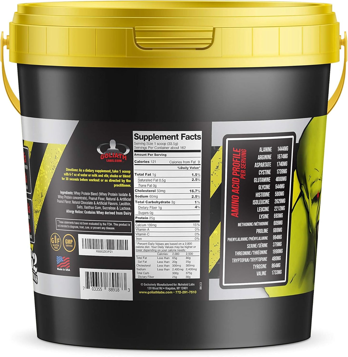 Colossal Labs 12 lb Whey Protein Pack - Peanut Butter Chocolate Flavor, Cold Filtered with 25g Protein, 6.6g BCAAs