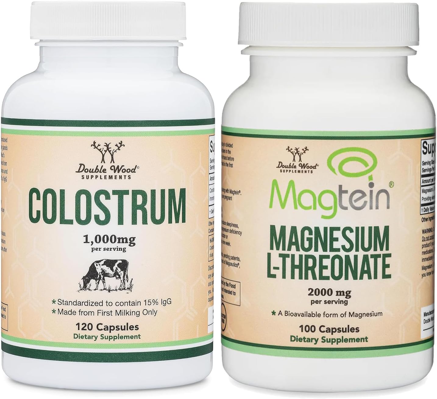 Colostrum and Magnesium L-Threonate Capsules Bundle - 120ct Colostrum Supplement + 100ct Magnesium L-Threonate