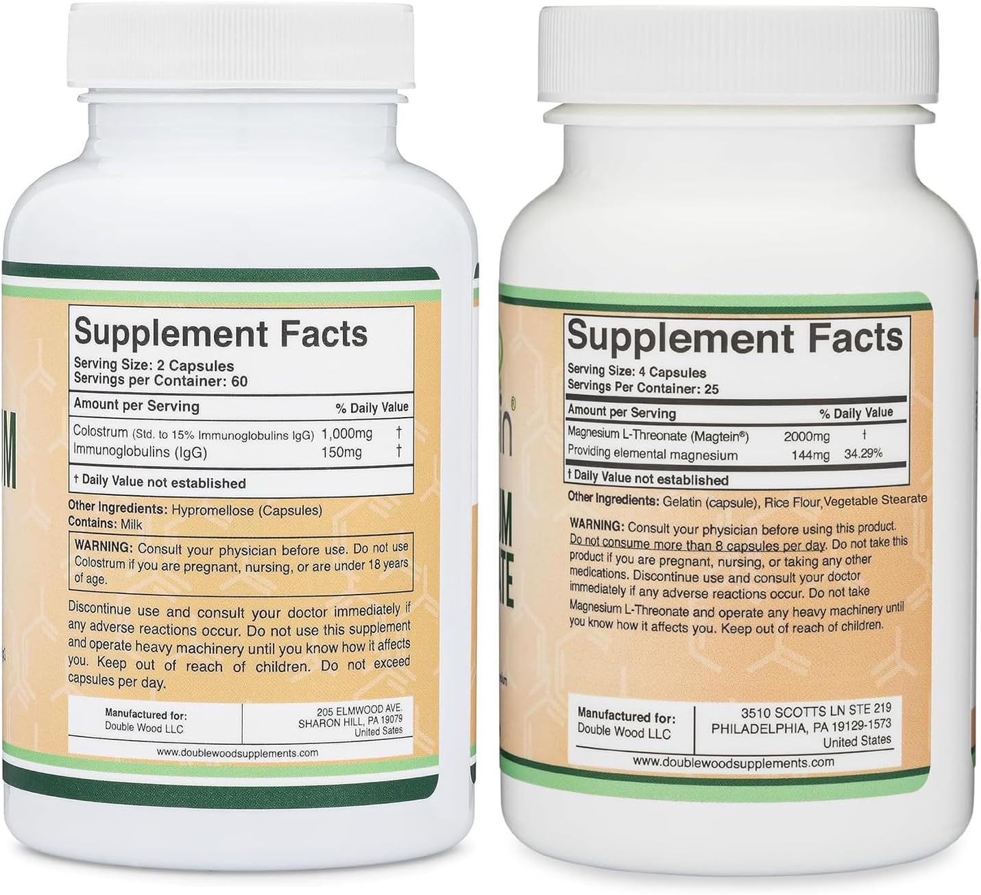 Colostrum and Magnesium L-Threonate Capsules Bundle - 120ct Colostrum Supplement + 100ct Magnesium L-Threonate