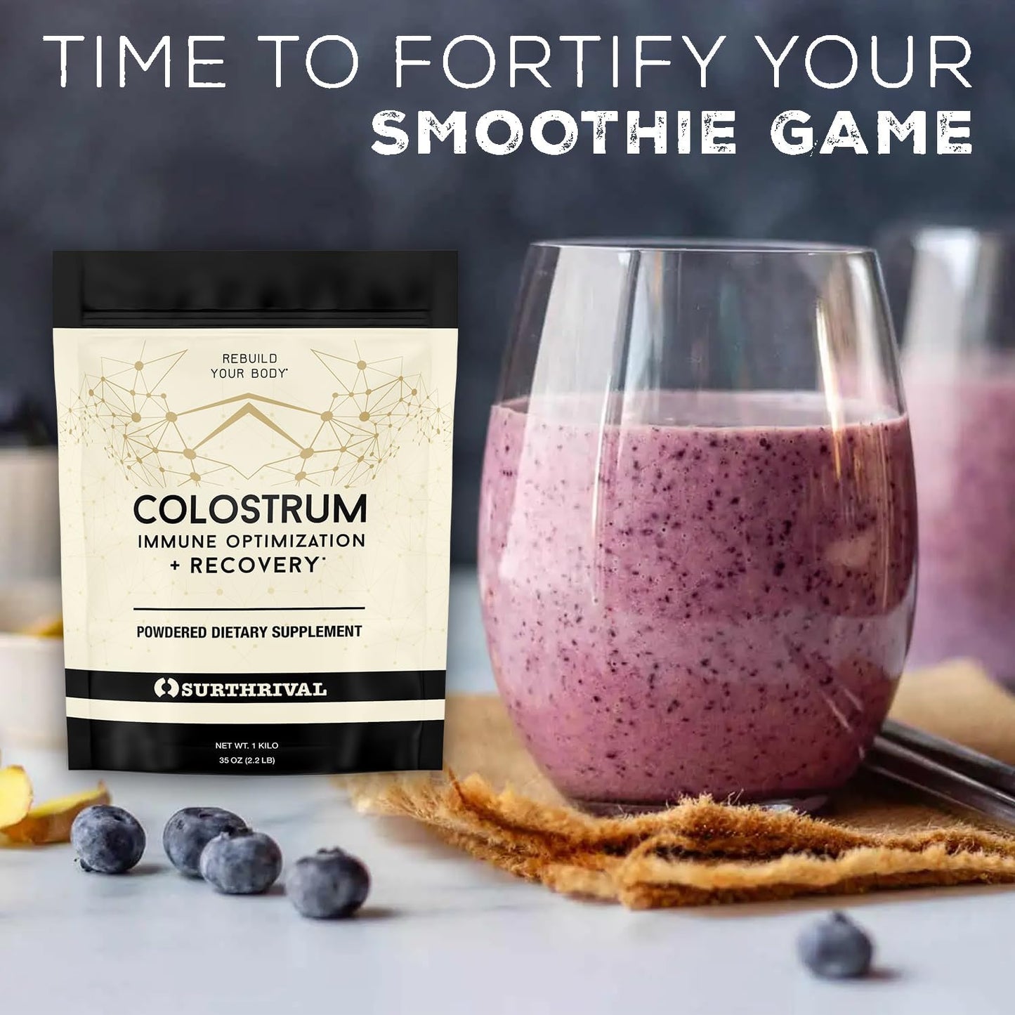 Colostrum Powder 1 Kilo: Immune Optimization & Recovery, Dietary Supplement for Gut Health, Keto-Friendly Formula