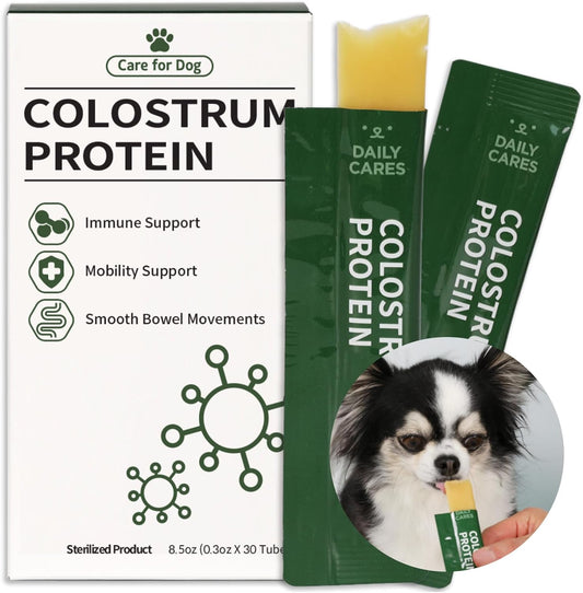 Colostrum Protein for Dogs and Puppies - Weight Gain and Immune System Support Supplement with Whey Protein and Goat Milk - 30 Tubes