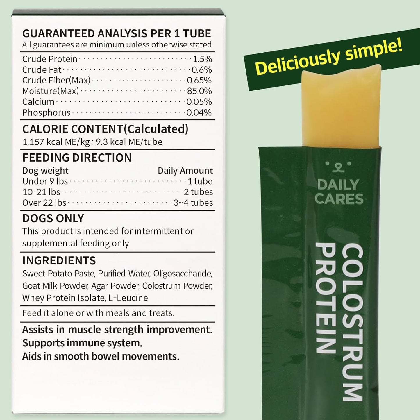 Colostrum Protein for Dogs and Puppies - Weight Gain and Immune System Support Supplement with Whey Protein and Goat Milk - 30 Tubes