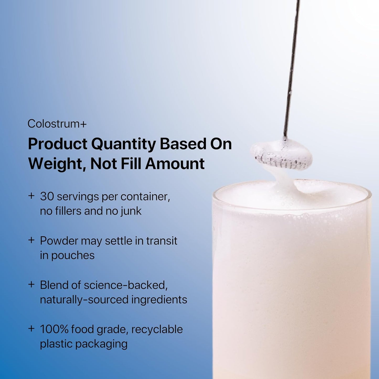 Colostrum with DE111 Probiotics: Athletic Recovery & Immune Support - Grass Fed, Gluten-Free, Sugar-Free, Fat-Free - 50% IgG, 400+ Nutrients