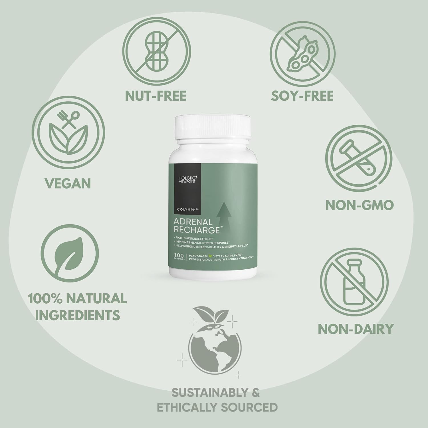 CoLymph® Adrenal Recharge: Vegan Adaptogen Stress Support for Daily Energy & Healthy Cortisol