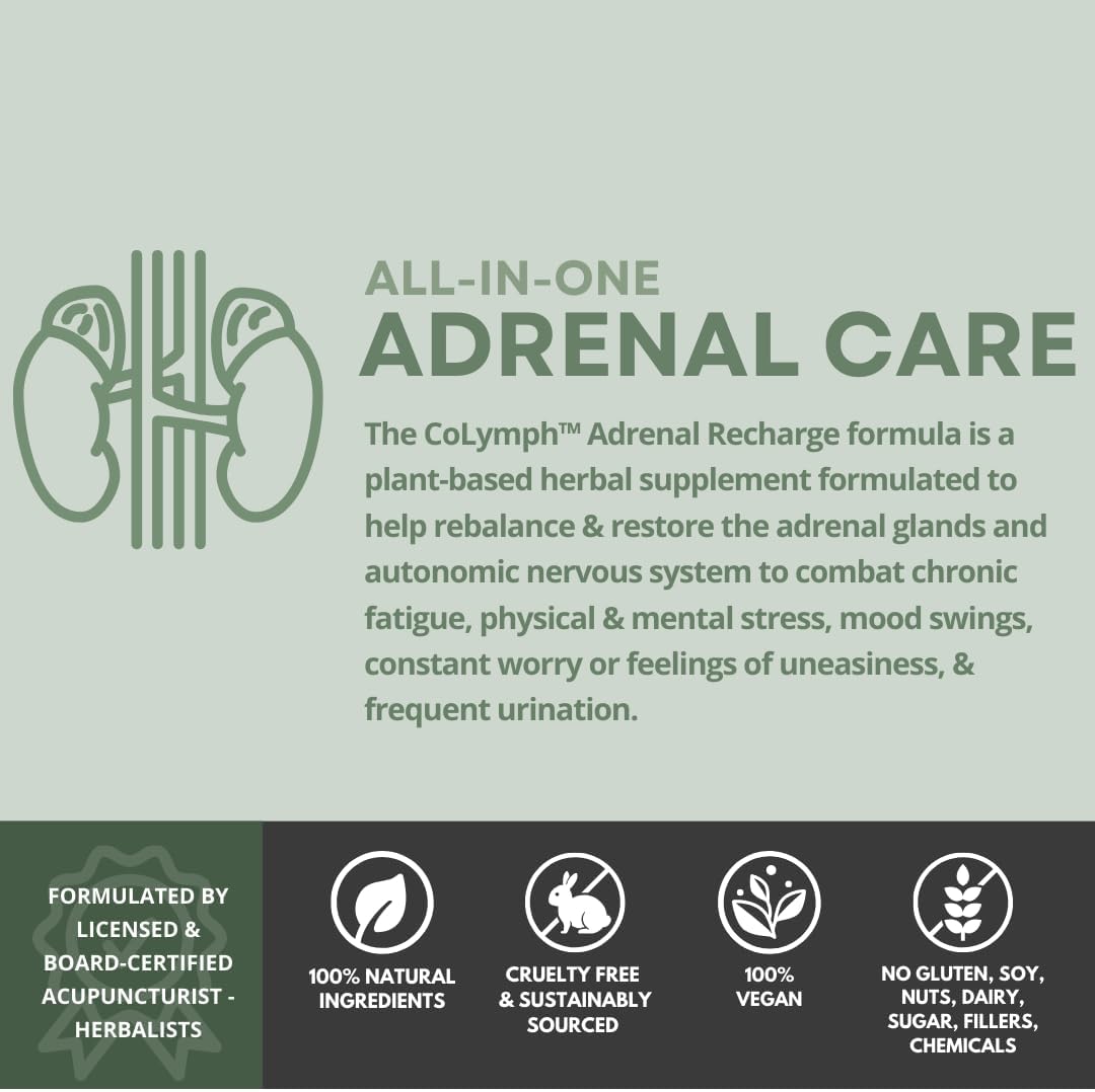 CoLymph® Adrenal Recharge: Vegan Adaptogen Stress Support for Daily Energy & Healthy Cortisol