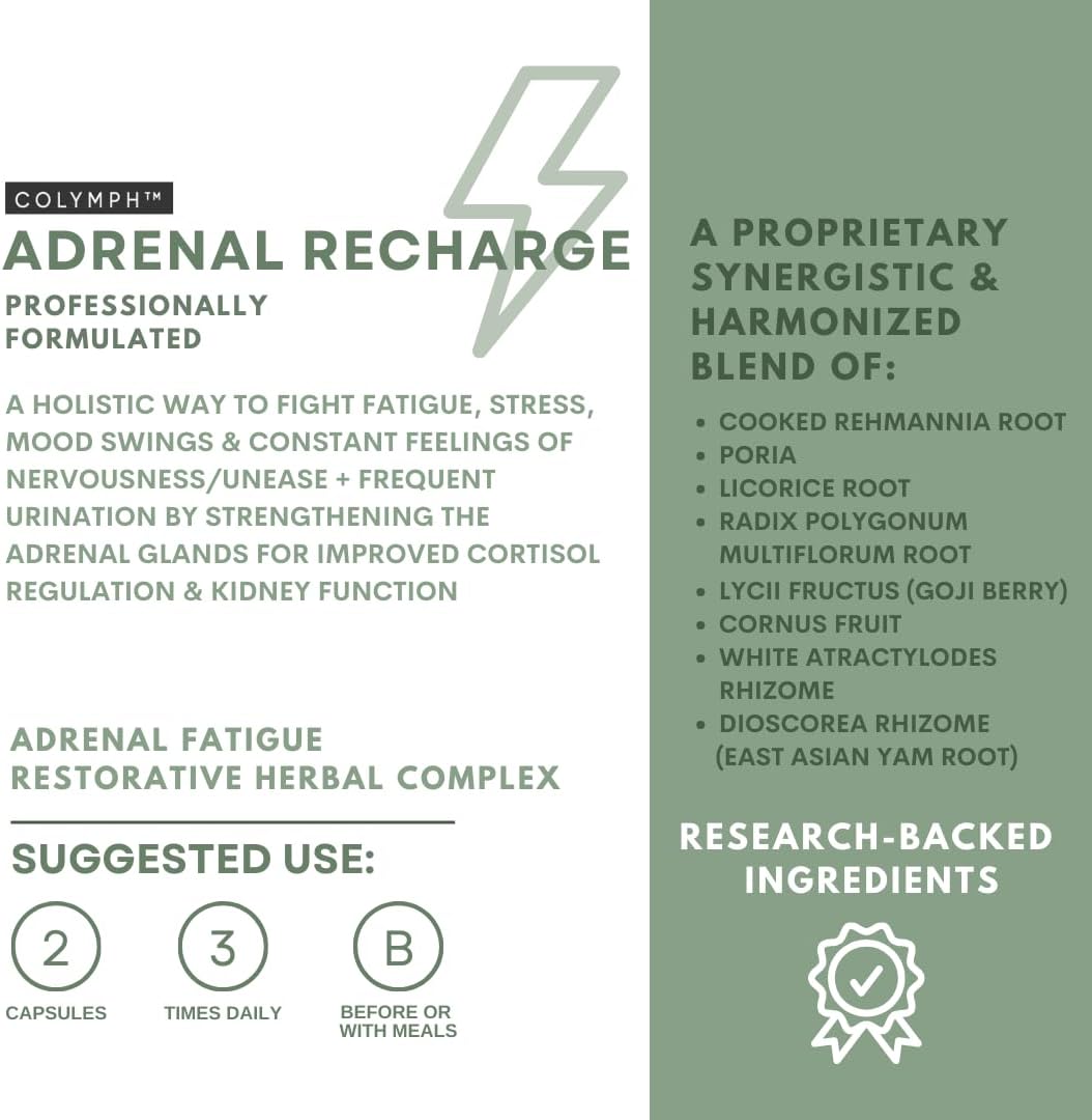 CoLymph® Adrenal Recharge: Vegan Adaptogen Stress Support for Daily Energy & Healthy Cortisol