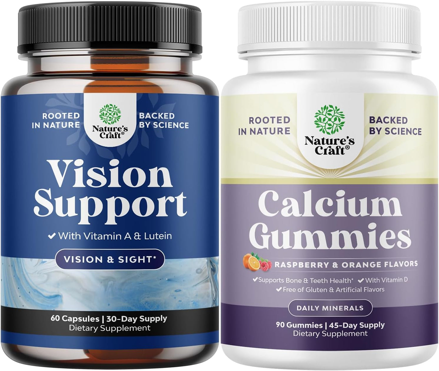 Complete Eye Health & Calcium Gummies Bundle for Adults: Vision, Bone Health & Immune Support - Natures Craft