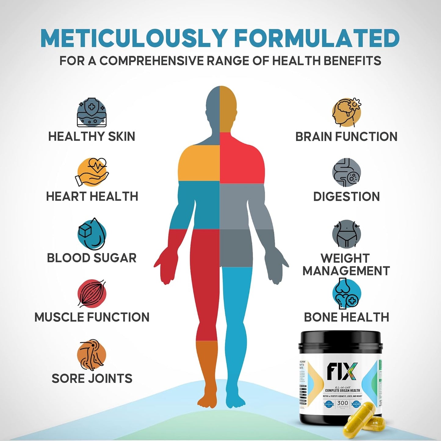 Complete Health Supplement for Liver, Heart, and Kidney Support - Vegan Formula for Holistic Well-Being - Non-GMO - 30 Servings
