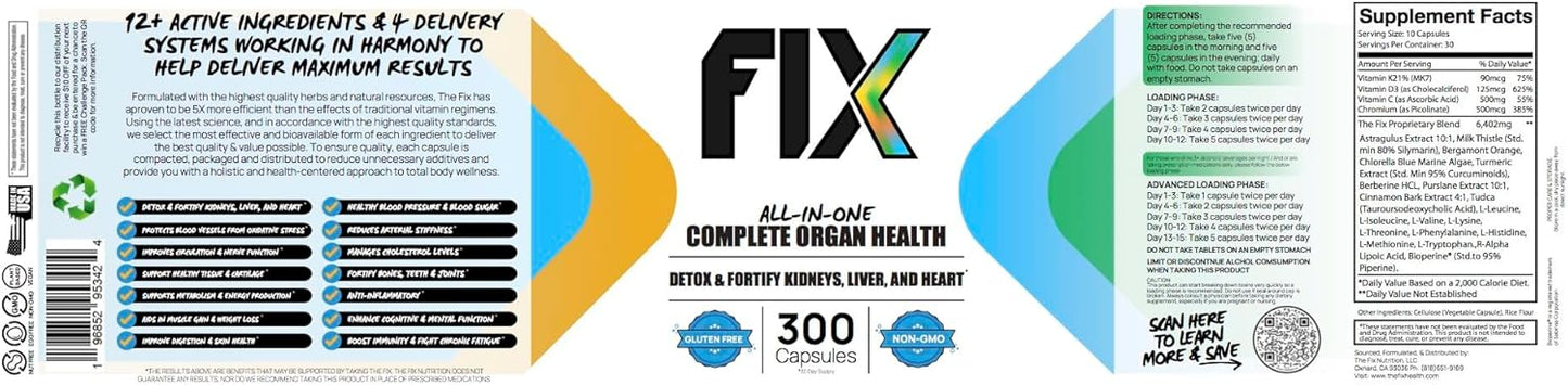 Complete Health Supplement for Liver, Heart, and Kidney Support - Vegan Formula for Holistic Well-Being - Non-GMO - 30 Servings