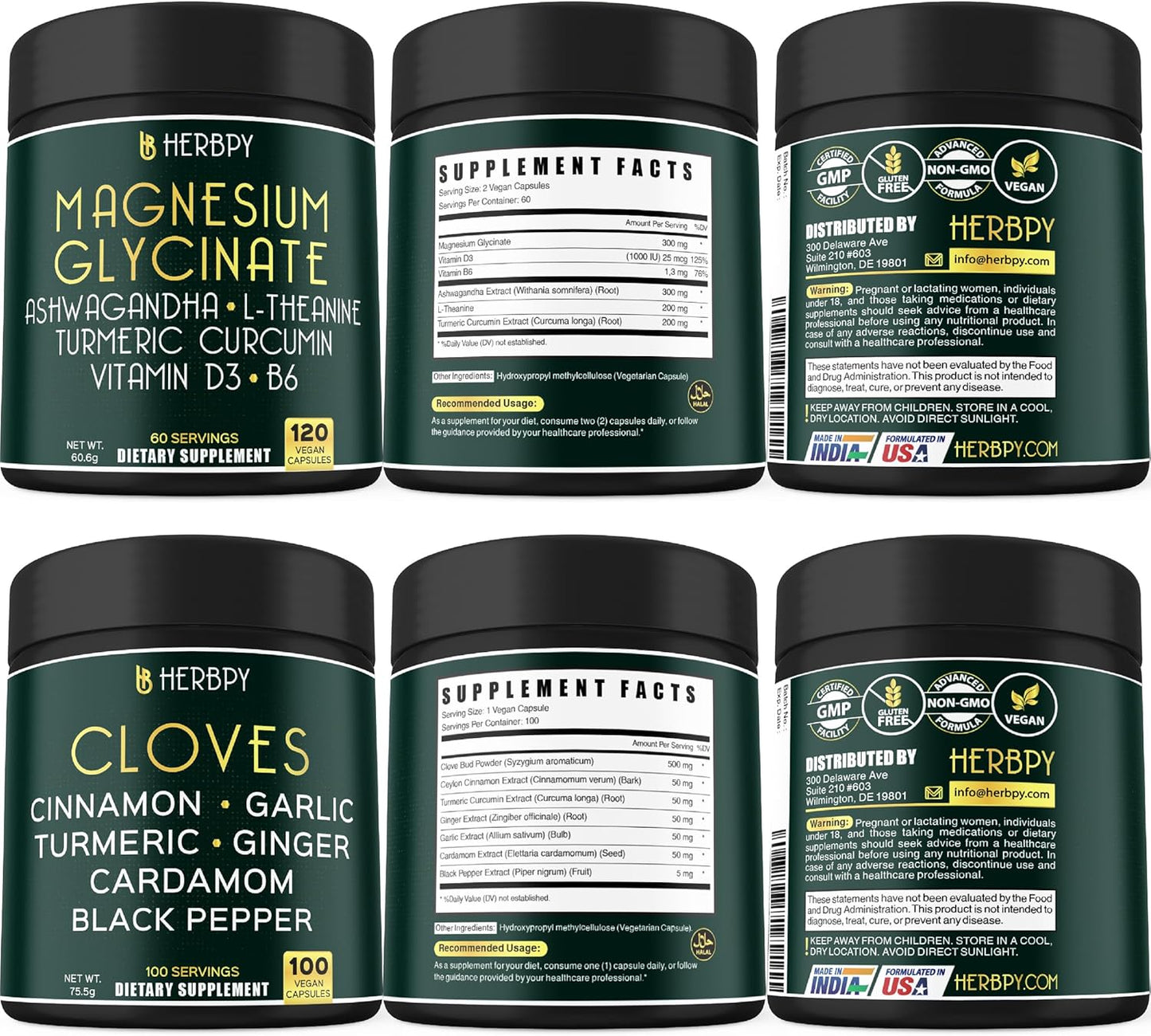 Complete Herbpy Bundle: Magnesium Glycinate Complex & Cloves Supplement - Promotes Relaxation, Immune Support, Digestive & Heart Health