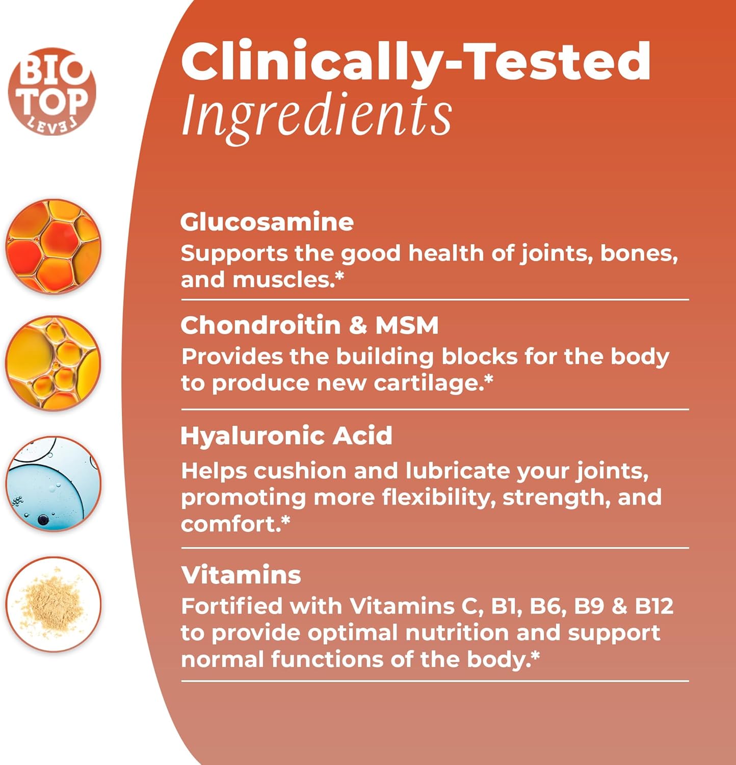 Complete Joint, Bone, Muscle, Hair, Skin, and Nail Health Bundle - Glucosamine, Chondroitin, Collagen, Biotin, Hyaluronic Acid, MSM, Vitamin C - BIOTOPLEVEL Best Combination