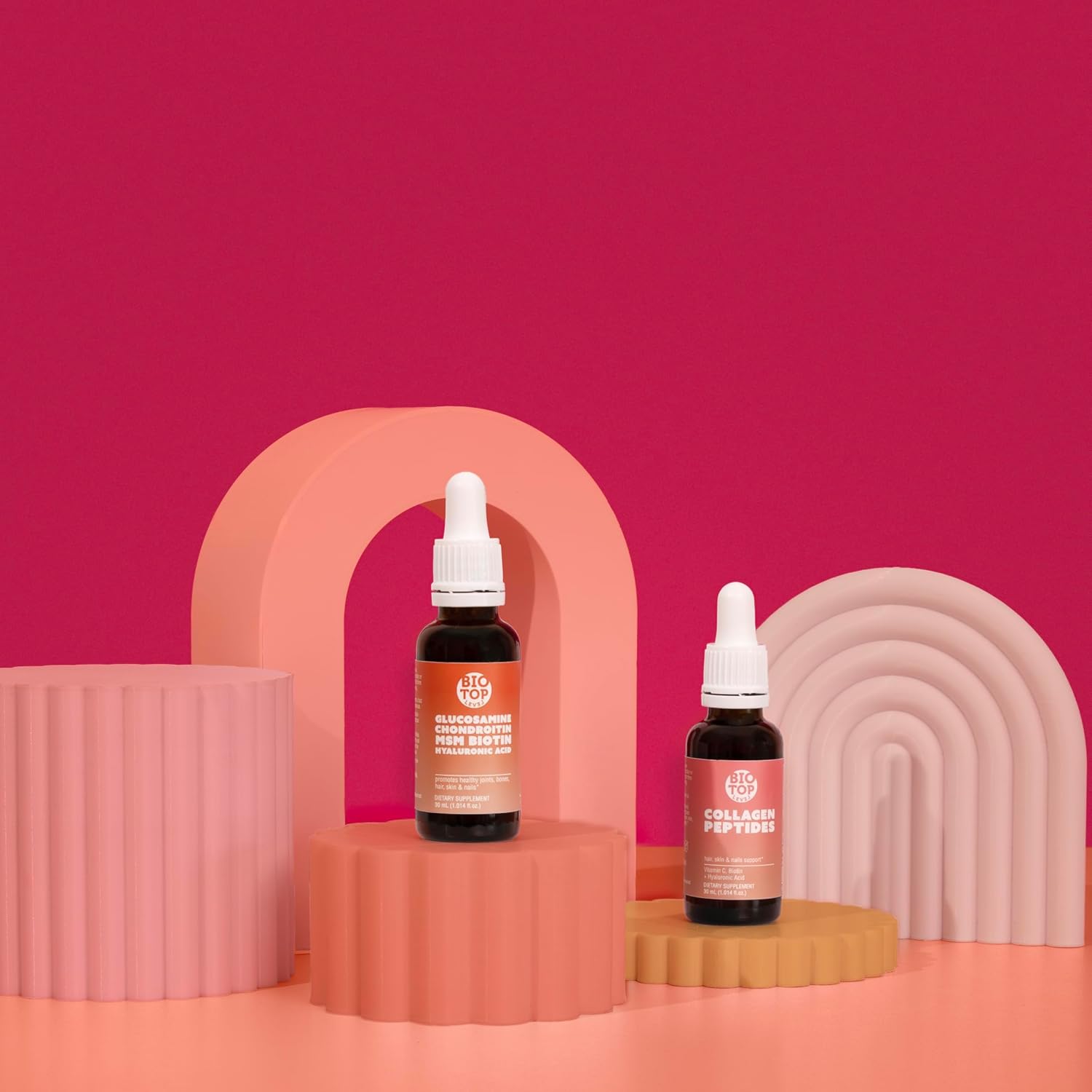 Complete Joint, Bone, Muscle, Hair, Skin, and Nail Health Bundle - Glucosamine, Chondroitin, Collagen, Biotin, Hyaluronic Acid, MSM, Vitamin C - BIOTOPLEVEL Best Combination