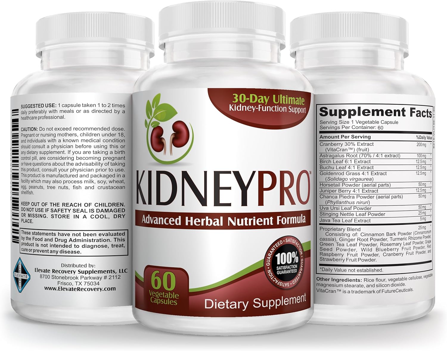 Complete Kidney Support Supplement with 21 Health Supplements - Kidney-Pro (All-in-1) - Includes Cranberry Extract - Kidney Cleanse Detox - 30-Day Supply - 60 Capsules