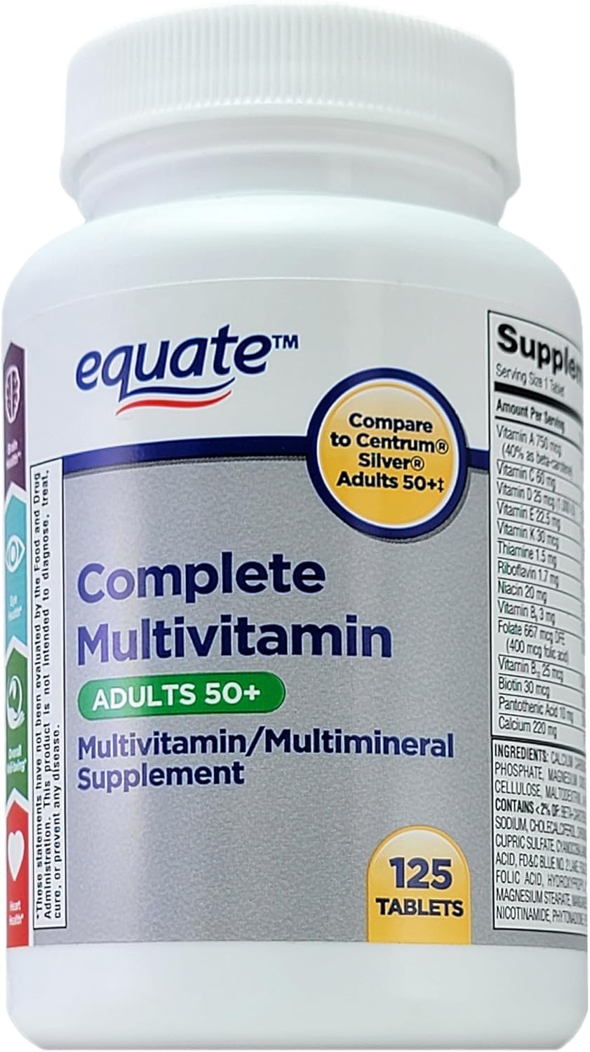 Complete Multivitamin Supplement for Adults 50+ - 120 Tablets - Promotes Overall Health and Wellbeing