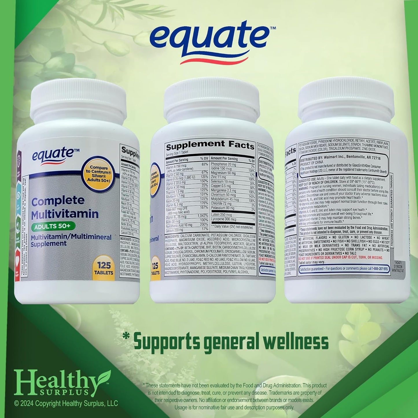 Complete Multivitamin Supplement for Adults 50+ - 120 Tablets - Promotes Overall Health and Wellbeing