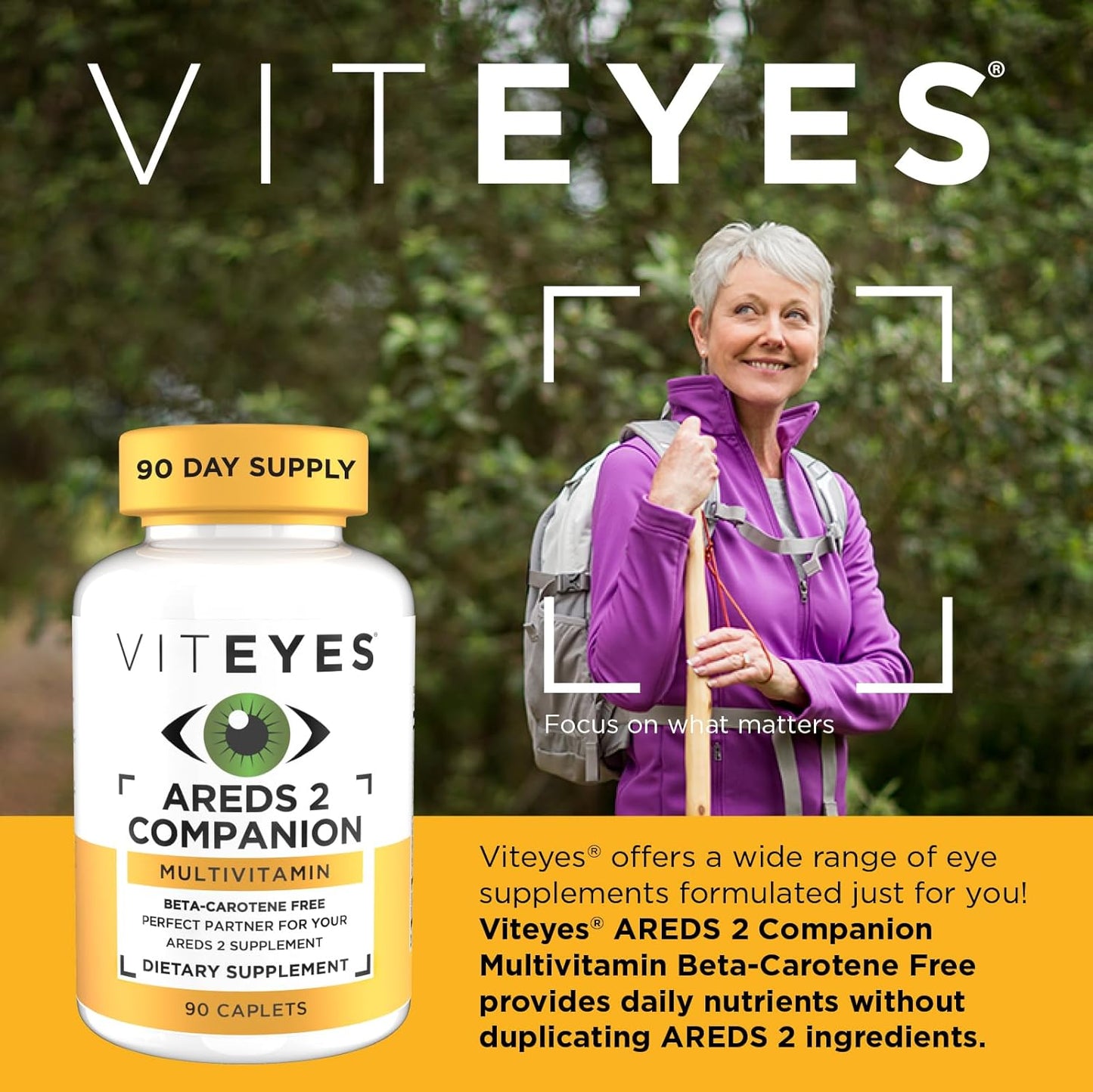 Comprehensive Multivitamin Supplement for AREDS 2 Users - Viteyes Classic, Beta-Carotene Free, 90 Caplets