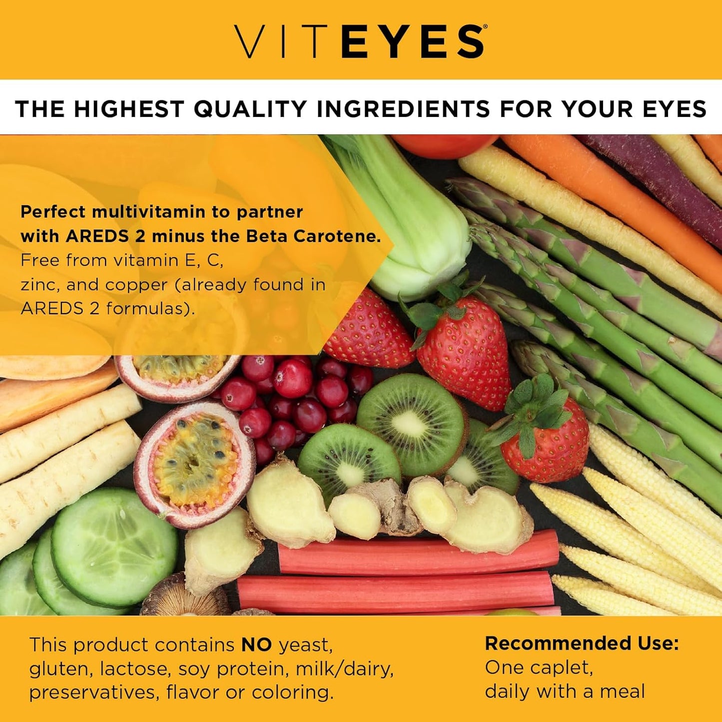 Comprehensive Multivitamin Supplement for AREDS 2 Users - Viteyes Classic, Beta-Carotene Free, 90 Caplets