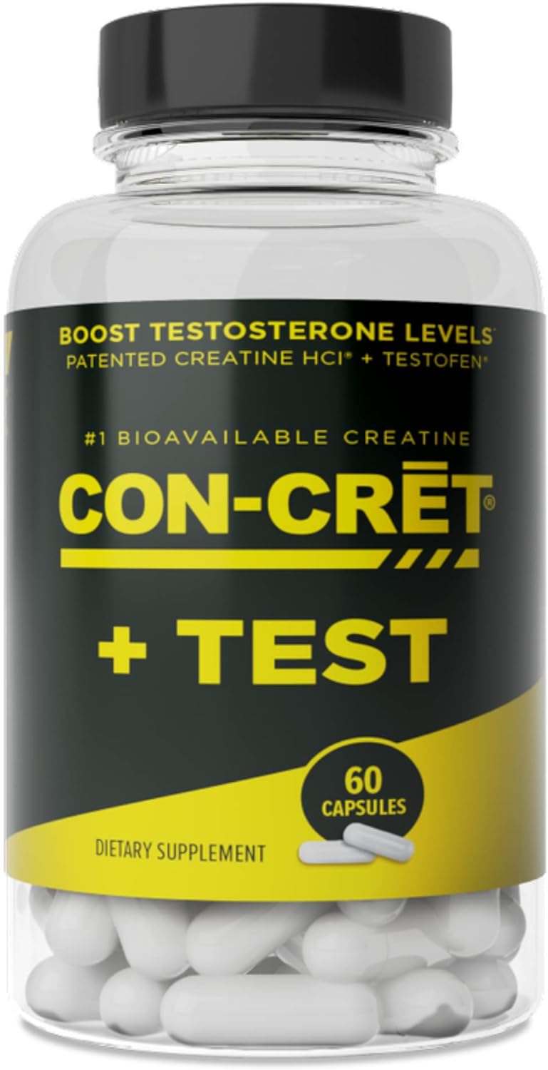 CON-CRET®+ Test Capsules - Patented Creatine HCl with Testofen® for Testosterone Boost, 60 Count