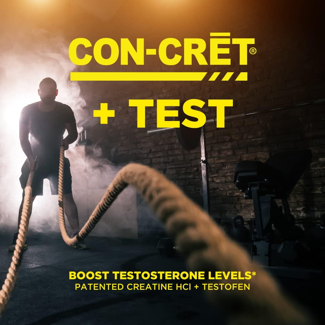 CON-CRET®+ Test Capsules - Patented Creatine HCl with Testofen® for Testosterone Boost, 60 Count