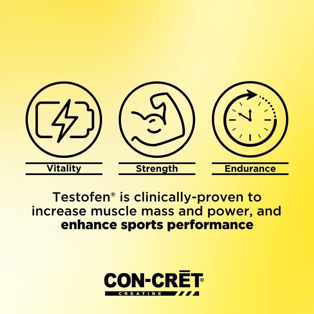 CON-CRET®+ Test Capsules - Patented Creatine HCl with Testofen® for Testosterone Boost, 60 Count