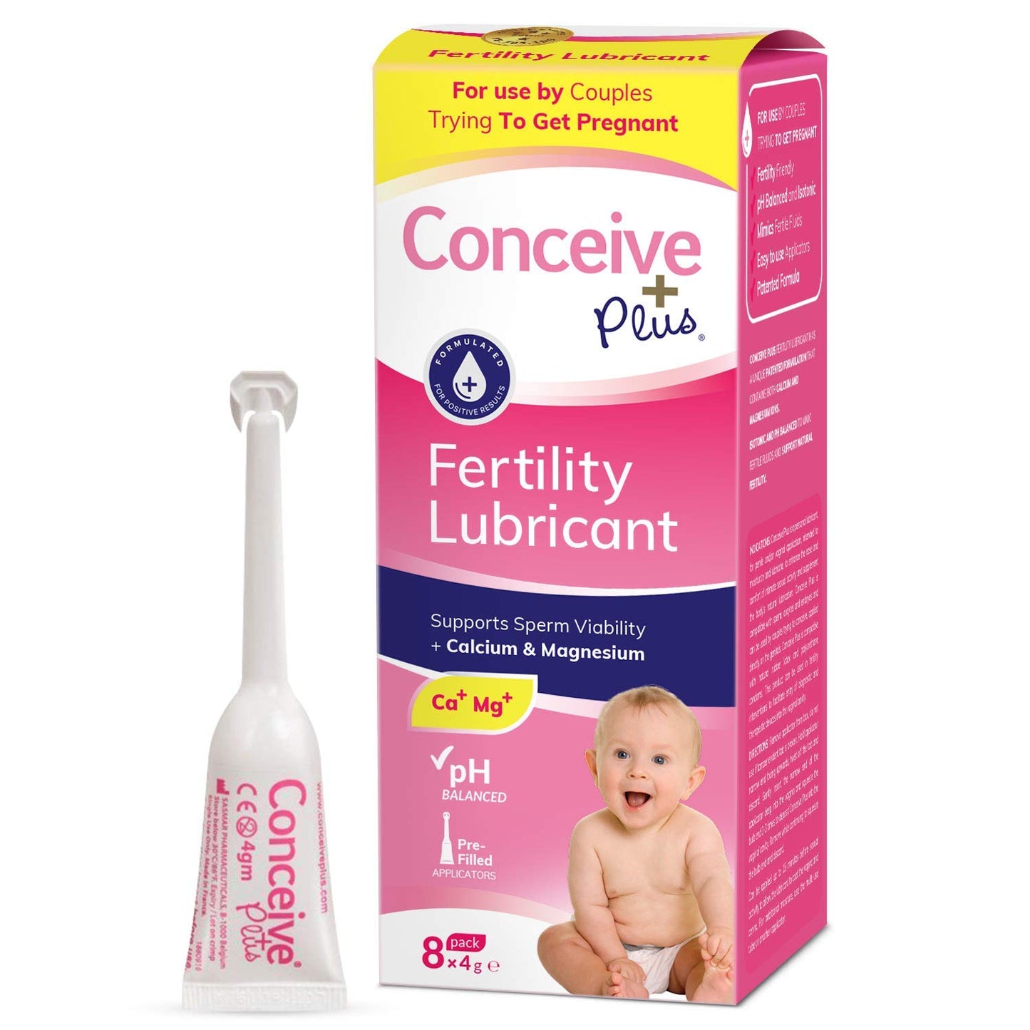 Conceive Plus Fertility Lubricant with Ovulation Support Inositol Supplement Bundle - 8 Applicators + 120 Count
