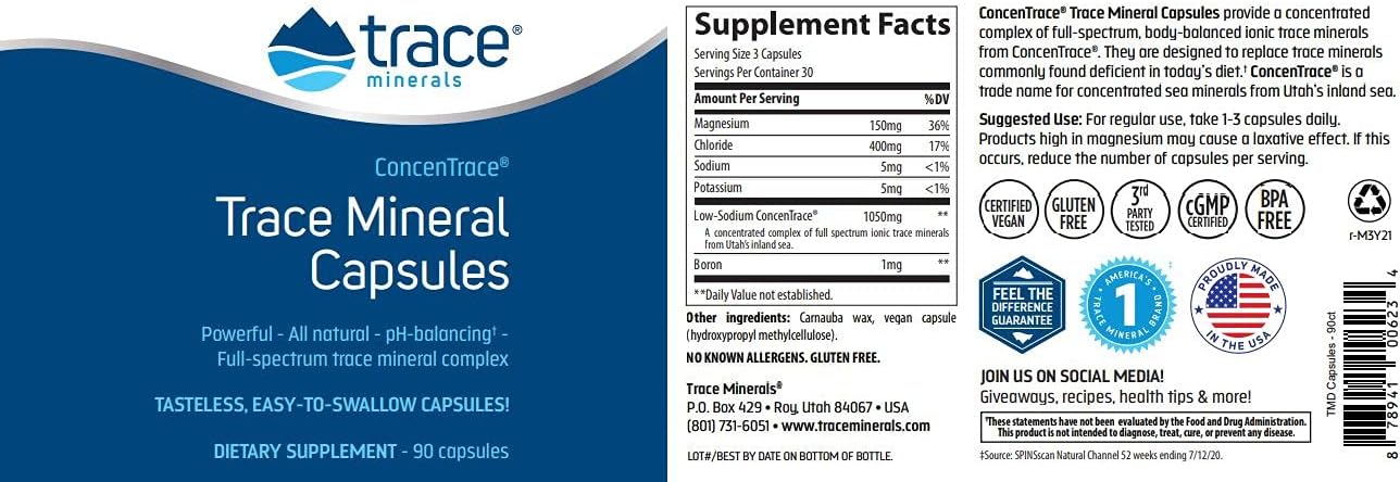 ConcenTrace Capsules: Bone Health & Energy Support - Electrolyte Supplement for Hydration - 90 Capsules